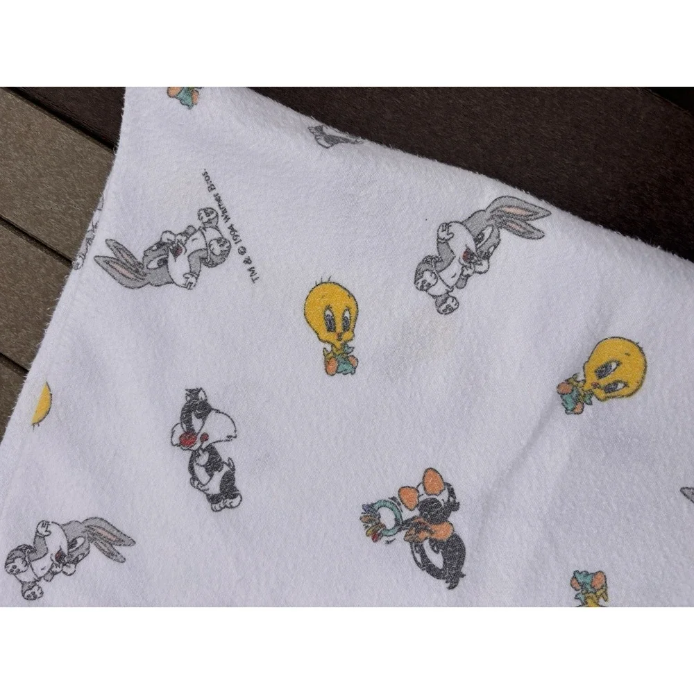 Vintage Baby Looney Tunes Blanket‎ Balloons Bugs Bunny Tweety Sylvester Cotton